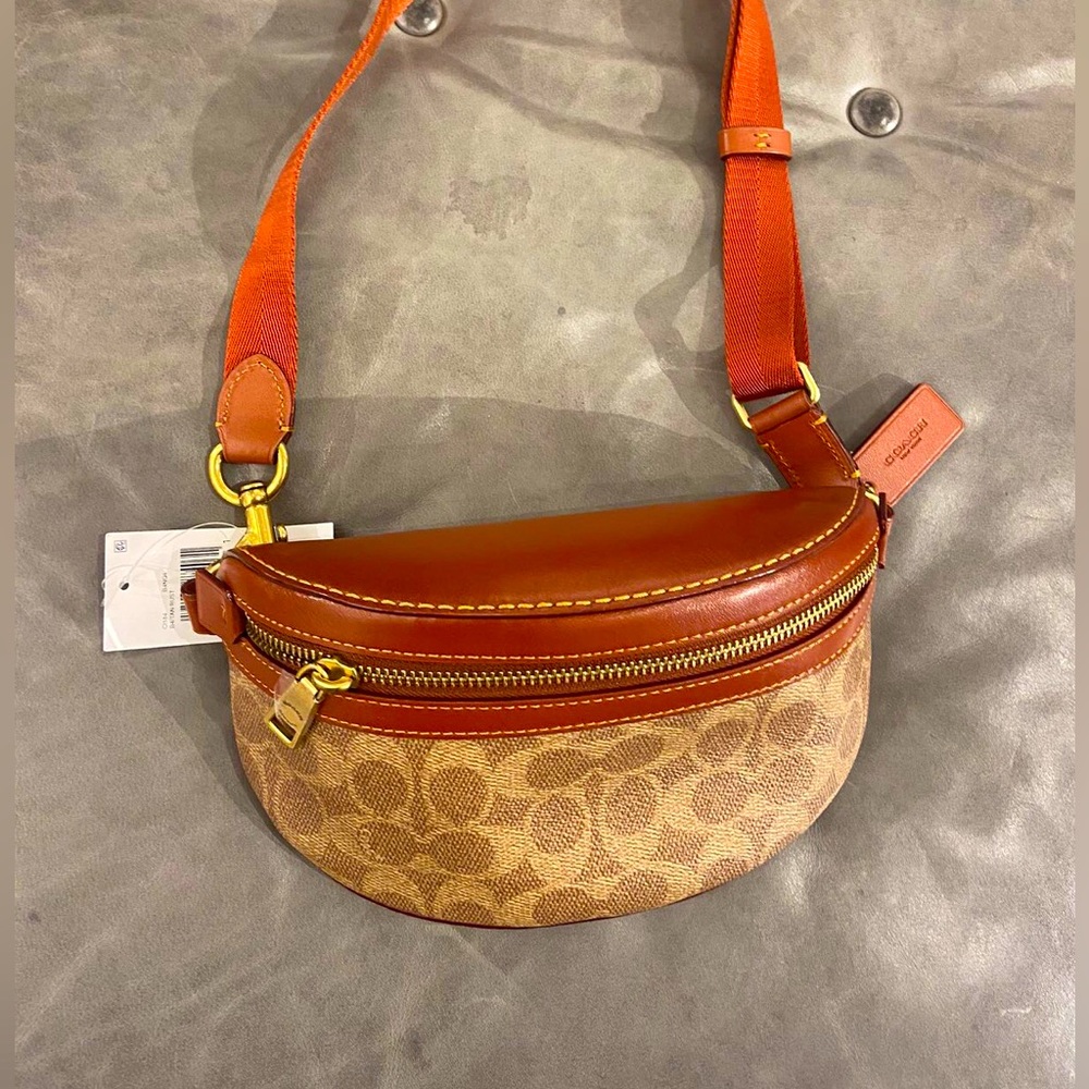 Coach Tan Rust Bethany Belt Bag In Signature Canvas #CI184
